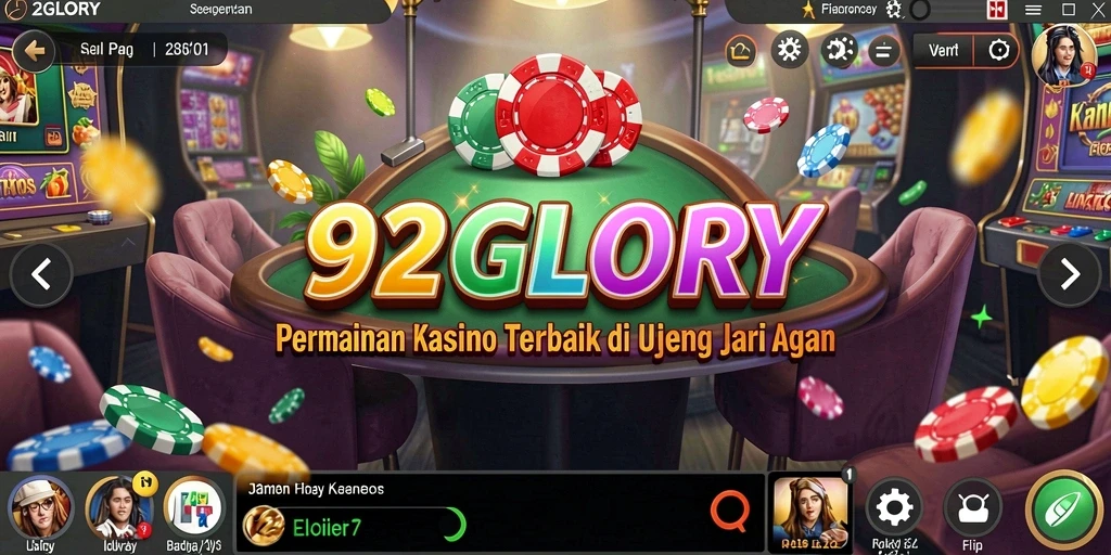 Screenshot gameplay 92GLORY menampilkan suasana kasino yang mendebarkan.