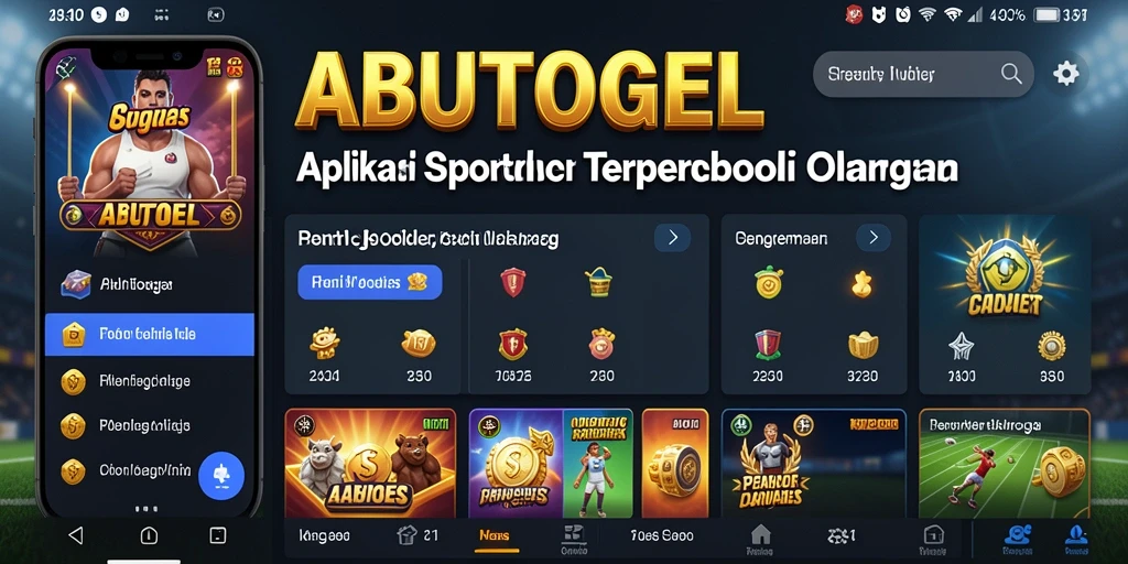 Screenshot menunjukkan tampilan antarmuka ABUTOGEL dengan opsi taruhan olahraga.