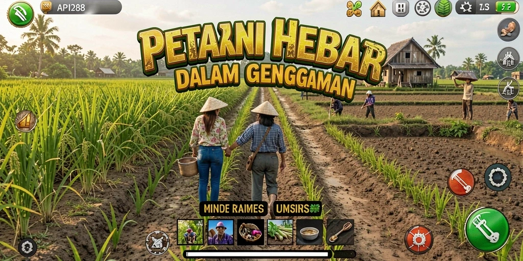 Tangkapan layar dari gameplay API288 dengan ladang yang subur.