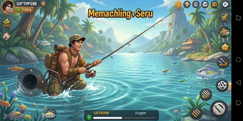 Tampilan gameplay GIFTRP288 yang mengasyikkan saat memancing di laut.