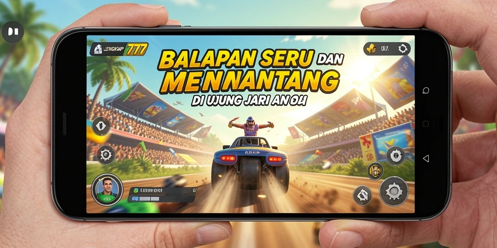 Gameplay LENGKAP777 menampilkan aksi balapan yang intens dan grafis memukau.