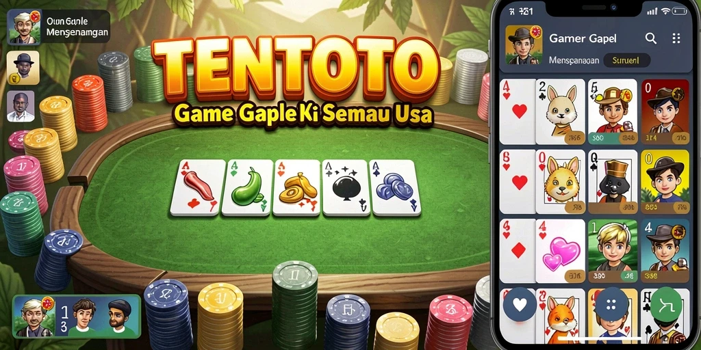 Screenshot gameplay TENTOTO yang menampilkan serunya permainan Gaple.