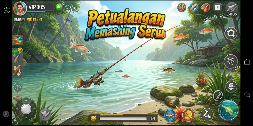 Screenshot VIP805 menampilkan gameplay memancing yang seru dan menarik.